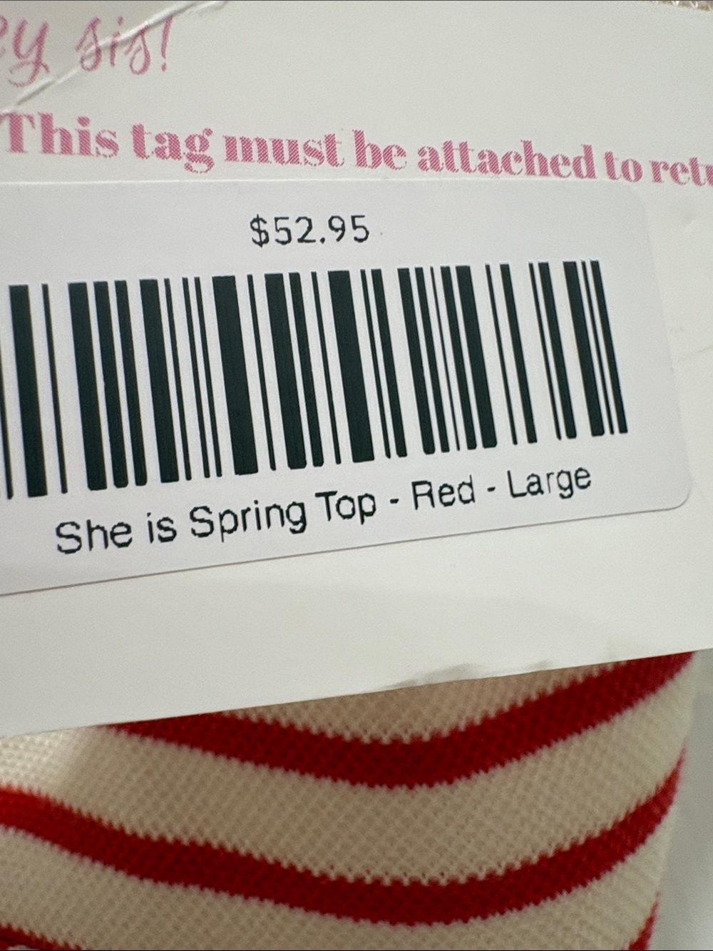 Entro NWT Red and cream Striped Cropped Button Vest/top/jacket size L - Picture 2 of 8
